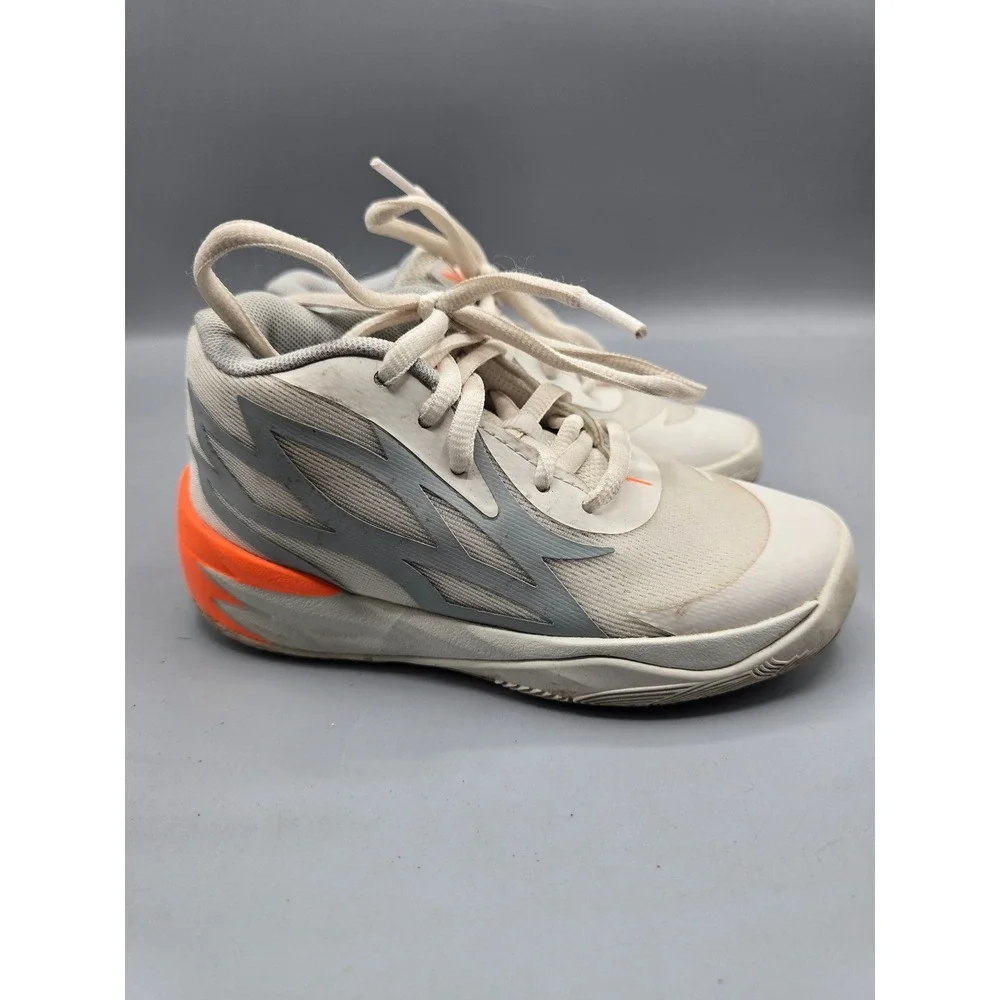 Puma MB.02 LaMelo Ball White Grey Orange Basketball Shoes‎ 11c Kids 377590-01